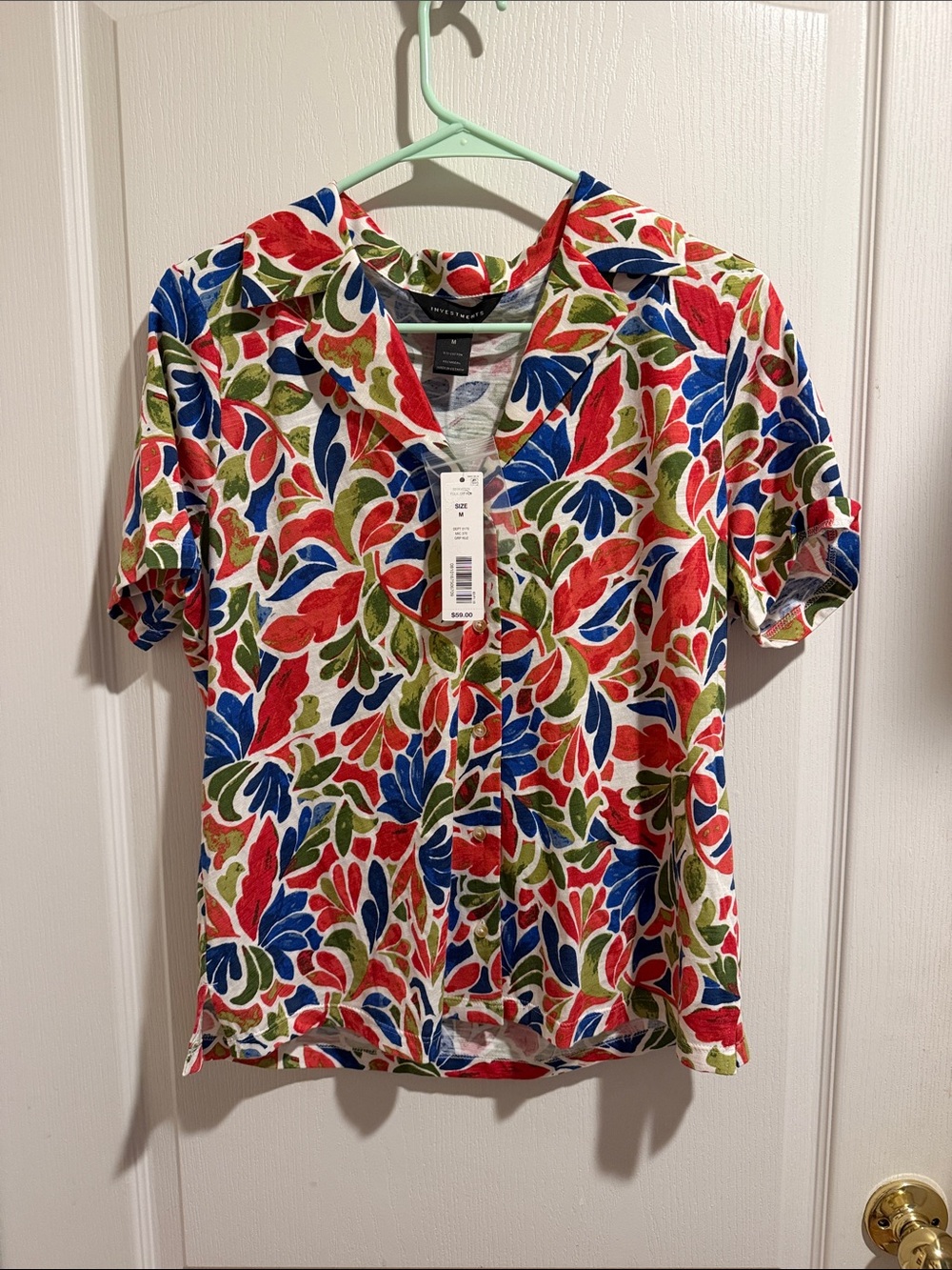 Investments Multicolor Floral Button-Down Top - Red Blue Green